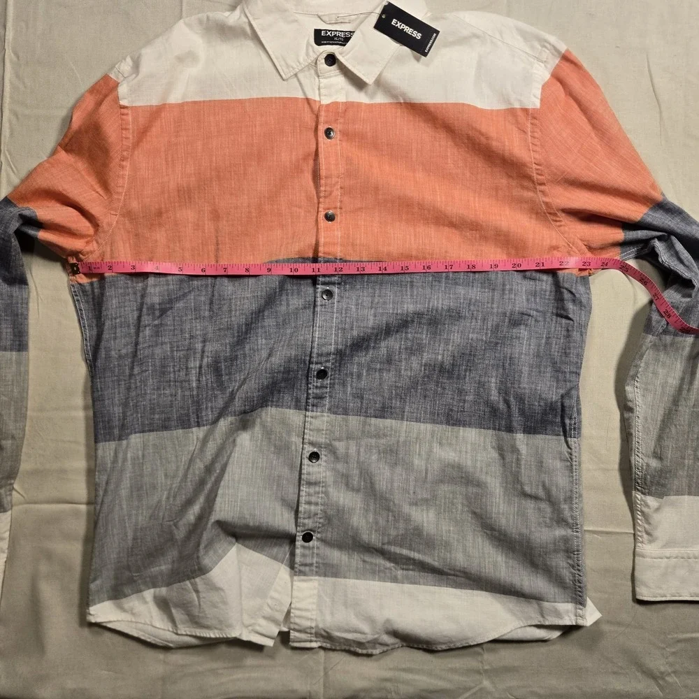 Express Button Down Shirt Mens XL 100% Cotton Colorblock Spring Collared Casual